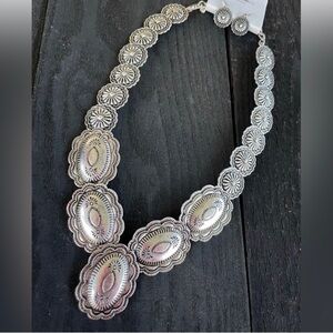 Silver Western Concho Necklace